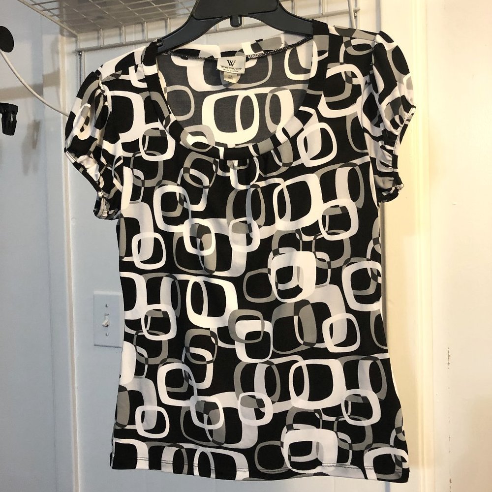 Worthington Scoop Neck Short Sleeve Blouse